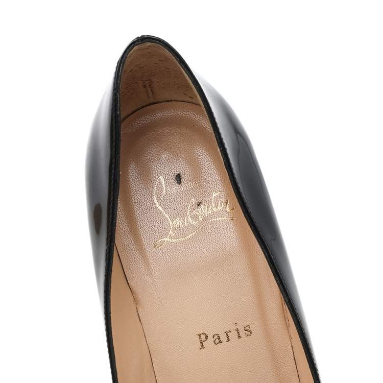 Pre Owned Christian Louboutin Black Patent Leather Pigalle Plato Pumps Size 39.5