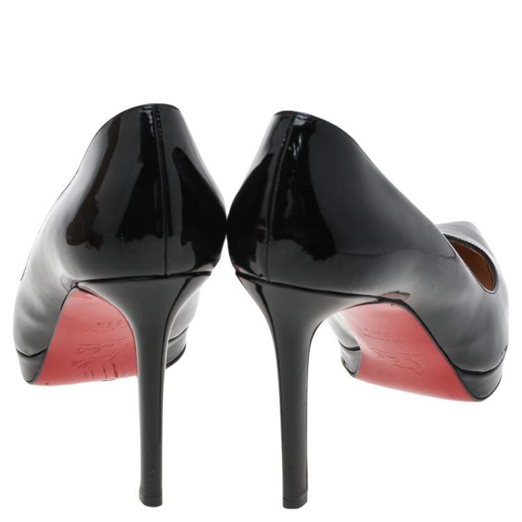 Pre Owned Christian Louboutin Black Patent Leather Pigalle Plato Pumps Size 39.5