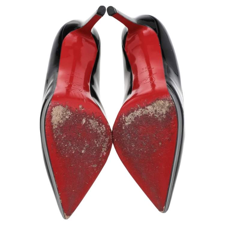 Pre Owned Christian Louboutin Black Patent Leather Pigalle Plato Pumps Size 39.5