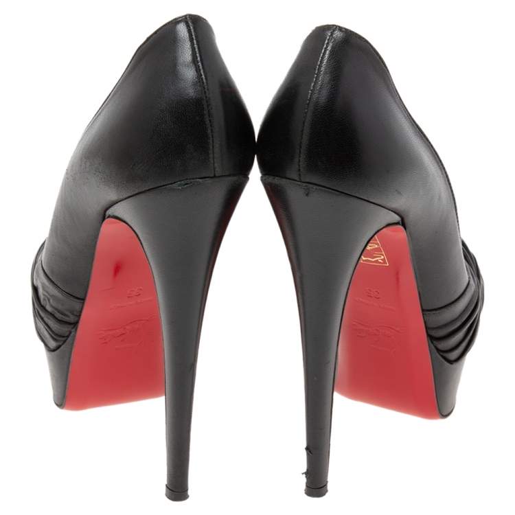 Pre Owned Christian Louboutin Black Leather Aborina Platform Pumps Size 35 