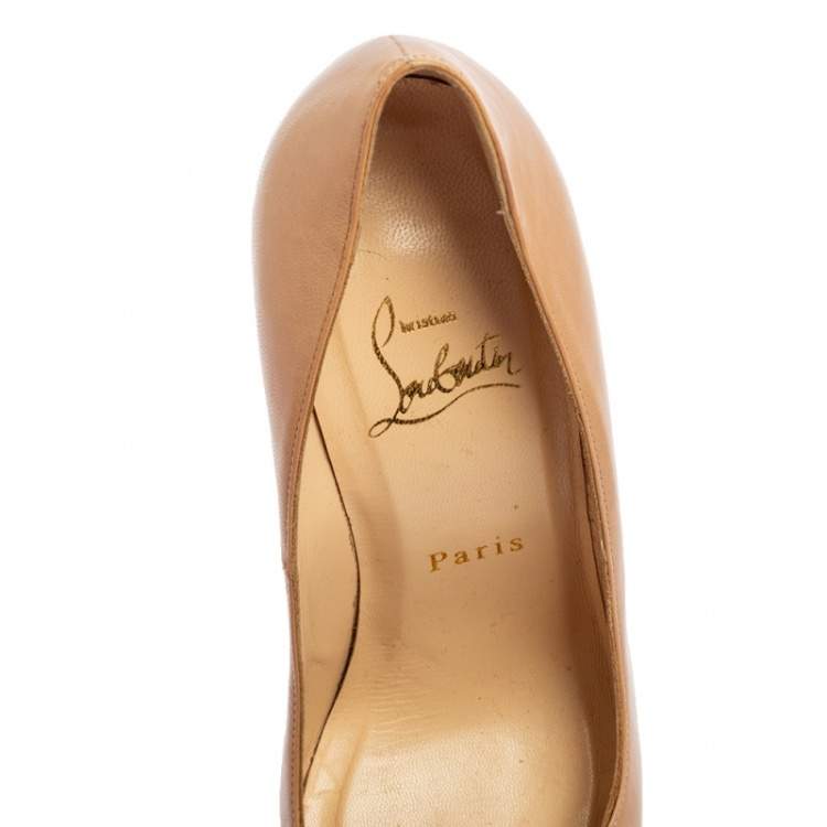 Pre Owned Christian Louboutin Beige Leather Elisa Pumps Size 37