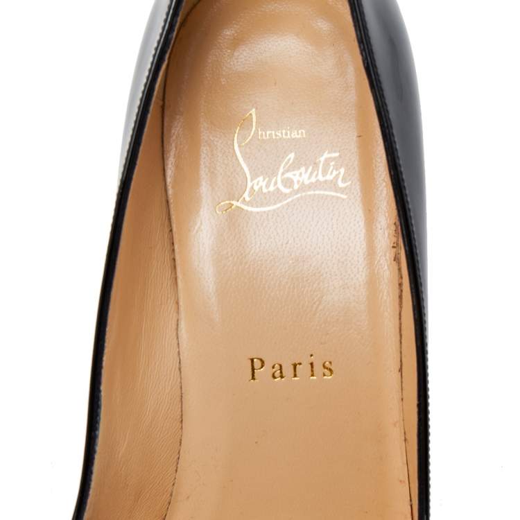 Pre Owned Christian Louboutin Black Patent Leather So Kate Pointed Toe Pumps Size 38.5