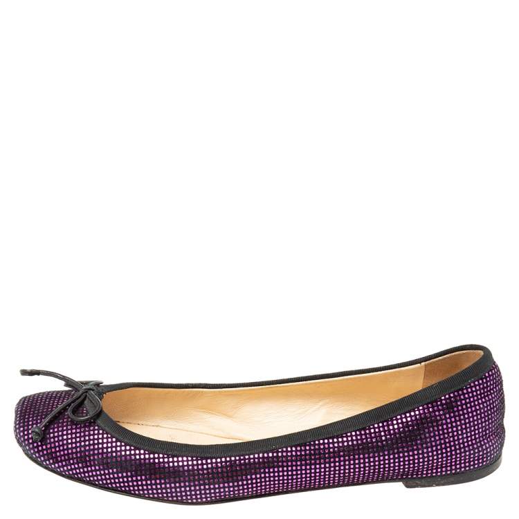 Christian Louboutin Purple Black Suede Rosella Ballet Flats Size