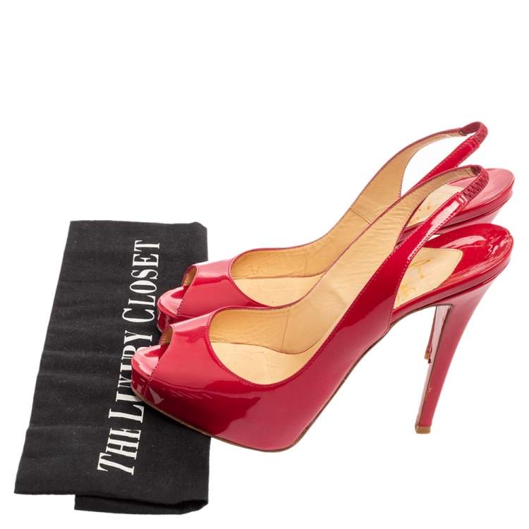 Pre Owned Christian Louboutin Dark Pink Patent Leather No Prive Pumps Size 37