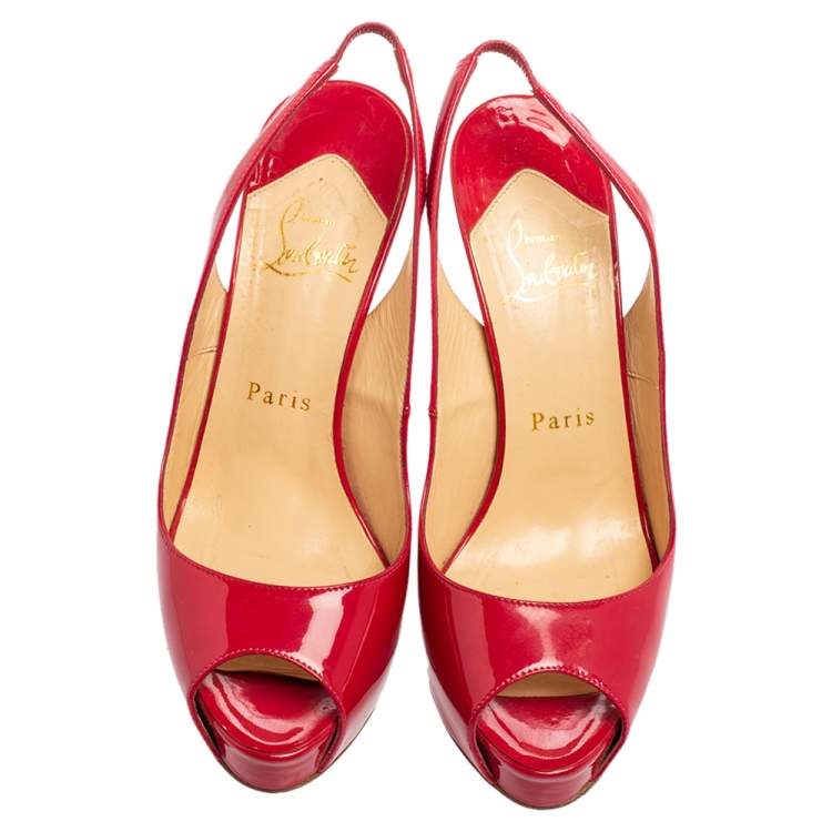 Pre Owned Christian Louboutin Dark Pink Patent Leather No Prive Pumps Size 37