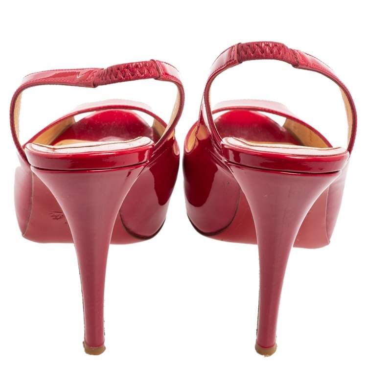 Pre Owned Christian Louboutin Dark Pink Patent Leather No Prive Pumps Size 37