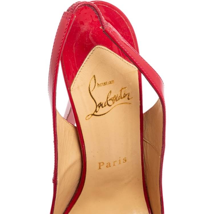 Pre Owned Christian Louboutin Dark Pink Patent Leather No Prive Pumps Size 37