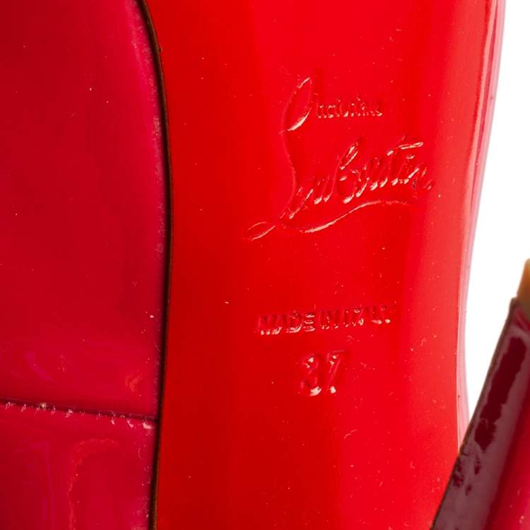 Pre Owned Christian Louboutin Dark Pink Patent Leather No Prive Pumps Size 37