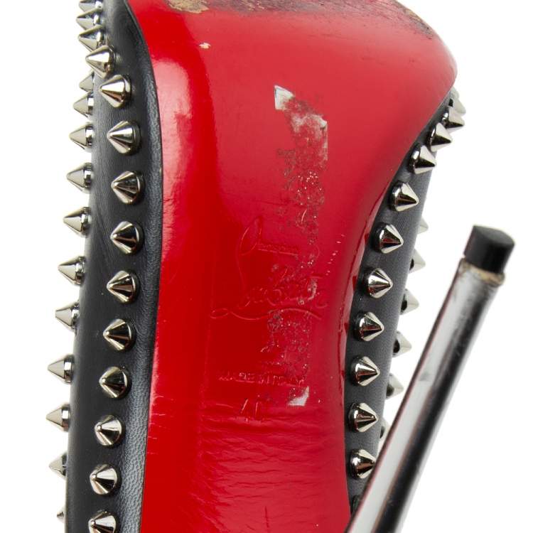 Pre Owned Christian Louboutin Black Leather Dorispiky Pumps Size 40