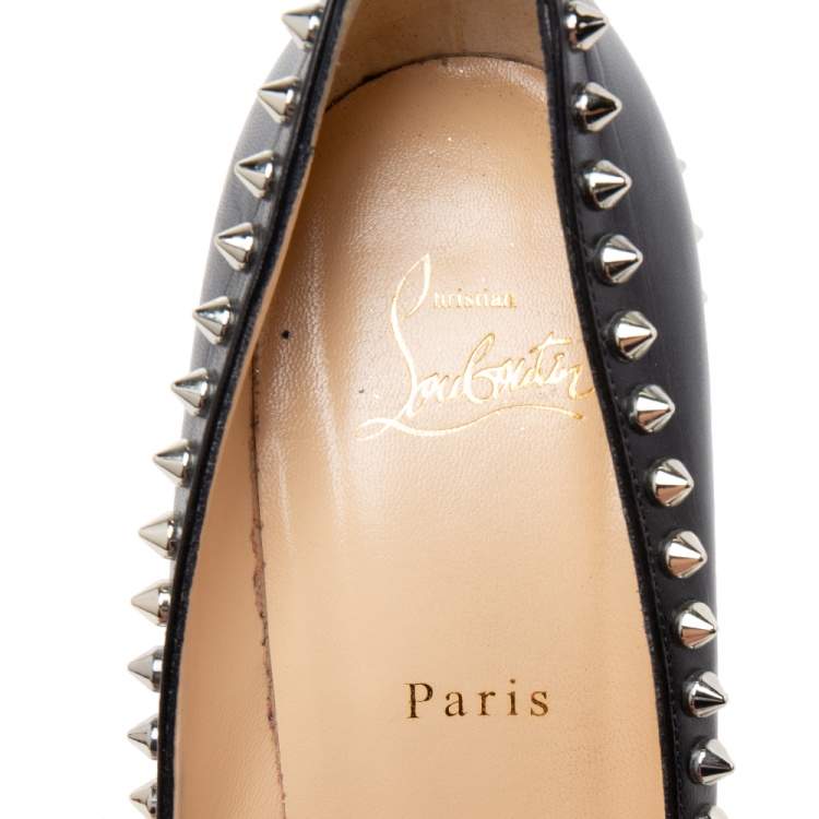 Pre Owned Christian Louboutin Black Leather Dorispiky Pumps Size 40