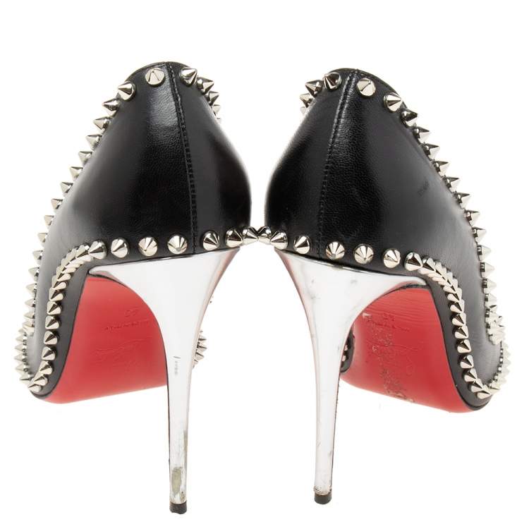 Pre Owned Christian Louboutin Black Leather Dorispiky Pumps Size 40