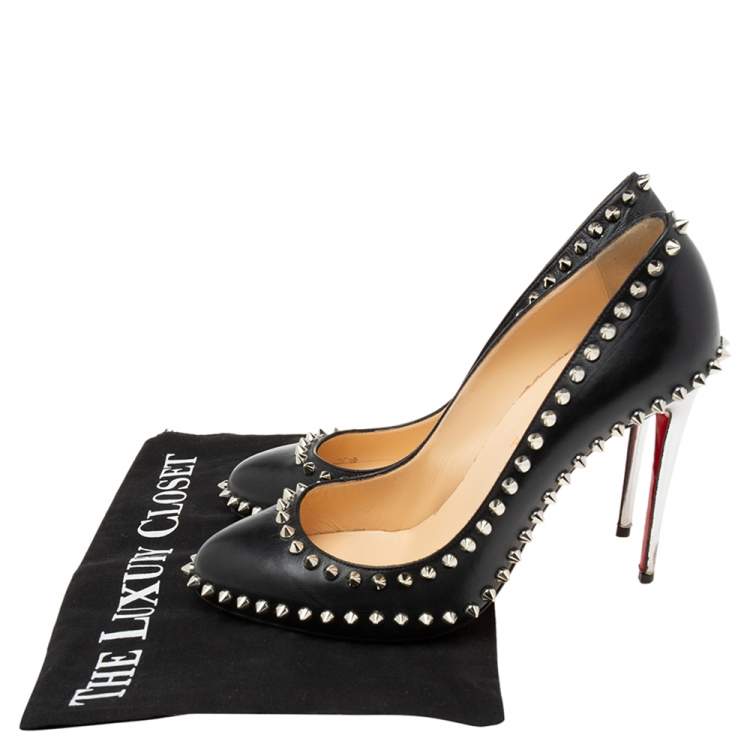 Pre Owned Christian Louboutin Black Leather Dorispiky Pumps Size 40