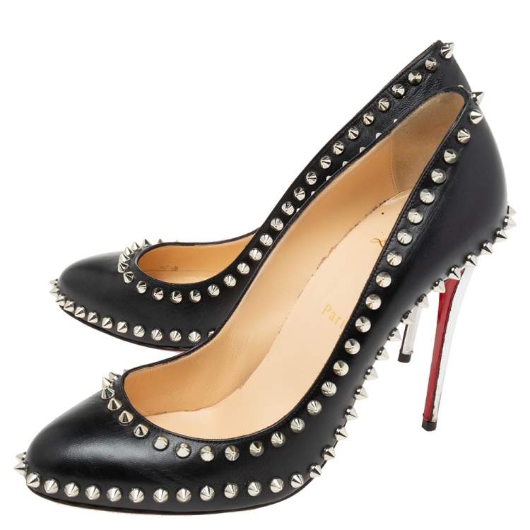 Pre Owned Christian Louboutin Black Leather Dorispiky Pumps Size 40