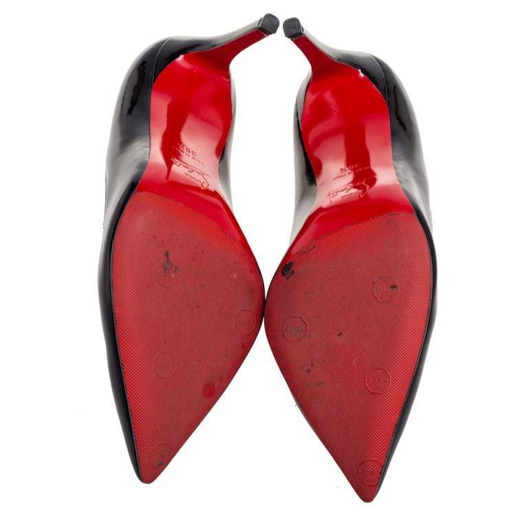 Pre Owned Christian Louboutin Black Patent Leather Pigalle Pumps Size 38.5