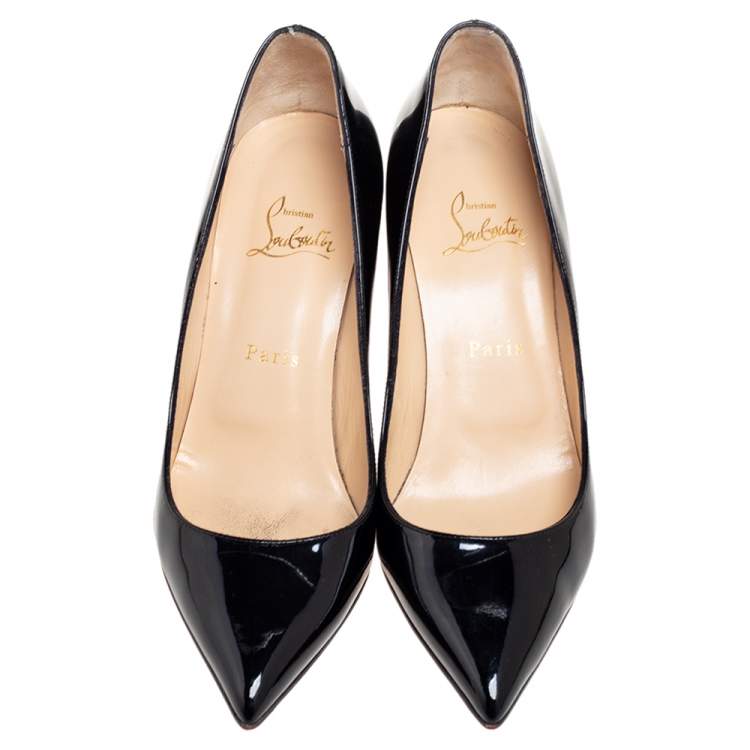 Pre Owned Christian Louboutin Black Patent Leather Pigalle Pumps Size 38.5