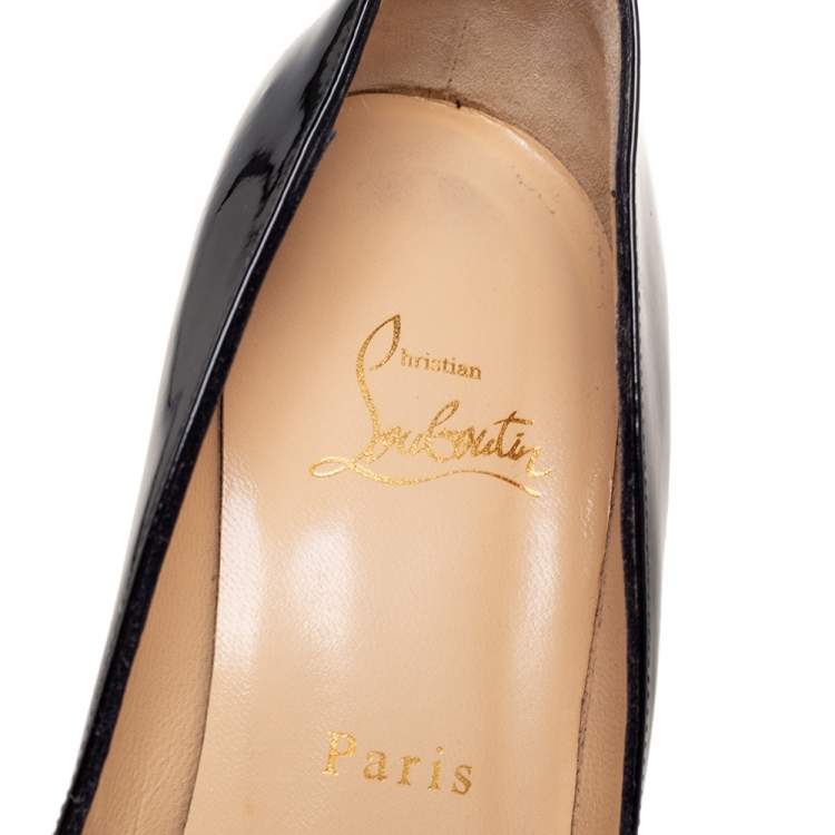 Pre Owned Christian Louboutin Black Patent Leather Pigalle Pumps Size 38.5