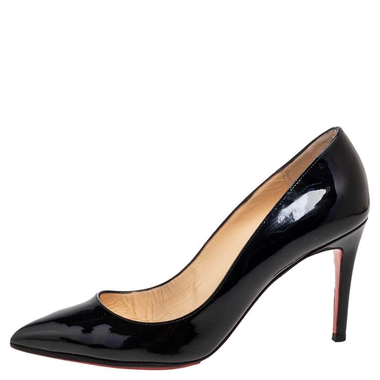 Pre Owned Christian Louboutin Black Patent Leather Pigalle Pumps Size 38.5