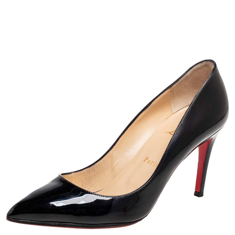 Pre Owned Christian Louboutin Black Patent Leather Pigalle Pumps Size 38.5