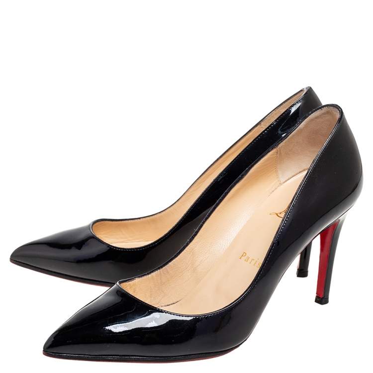 Pre Owned Christian Louboutin Black Patent Leather Pigalle Pumps Size 38.5