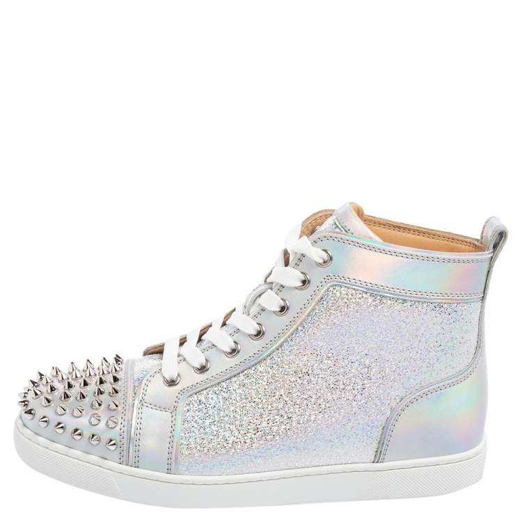 Christian Louboutin Silver Laminated Suede and Leather Lou Spikes High Top  Sneakers Size 39 Christian Louboutin | The Luxury Closet