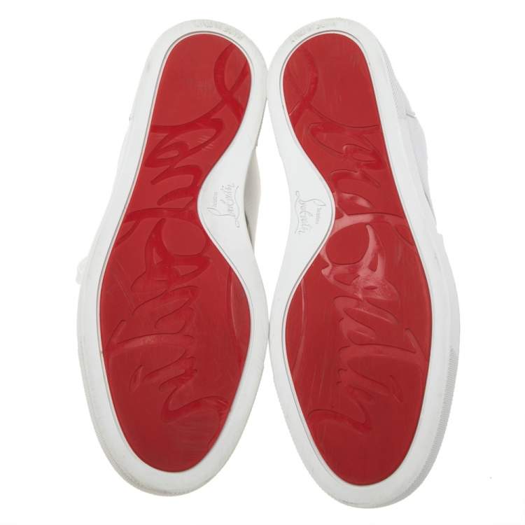 Pre Owned Christian Louboutin White Leather Lace Up Sneakers Size 38.5