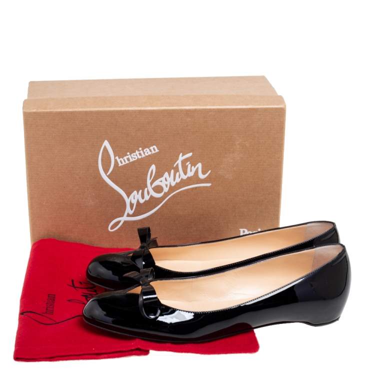 Pre Owned Christian Louboutin Black Patent Leather Vinodo Ballet Flats Size 40.5
