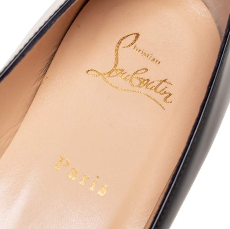Pre Owned Christian Louboutin Black Patent Leather Vinodo Ballet Flats Size 40.5
