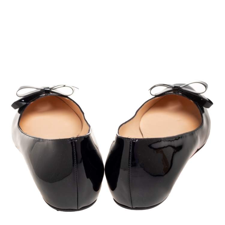 Pre Owned Christian Louboutin Black Patent Leather Vinodo Ballet Flats Size 40.5