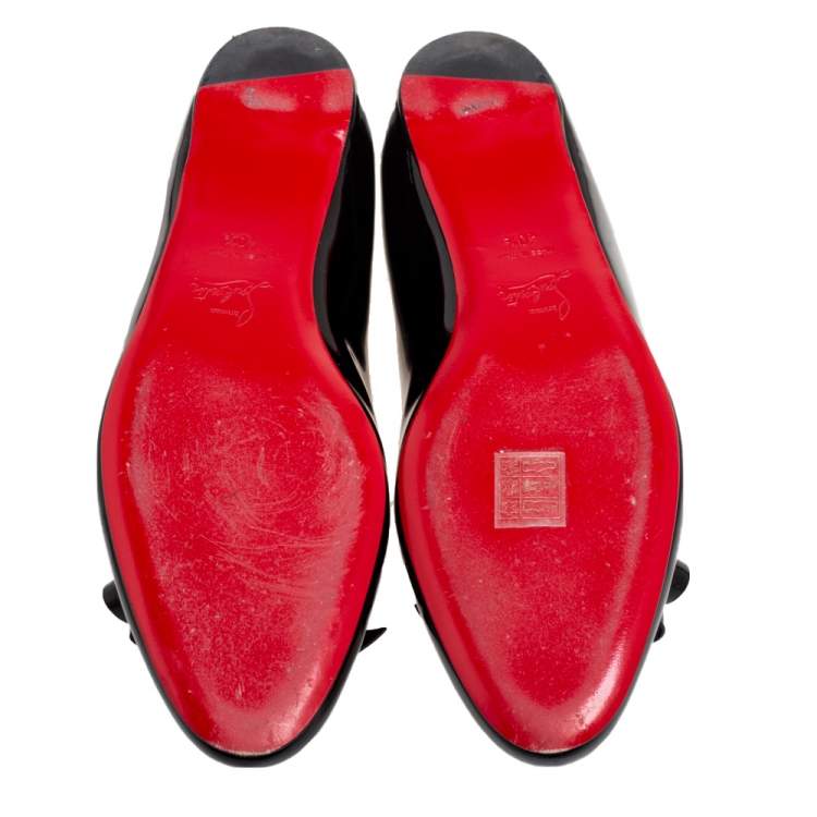 Pre Owned Christian Louboutin Black Patent Leather Vinodo Ballet Flats Size 40.5