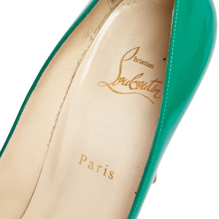 Pre Owned Christian Louboutin Green Patent Leather Kate Pumps Size 40