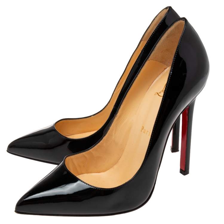 Pre Owned Christian Louboutin Black Patent Leather Pigalle Pumps Size 38.5 