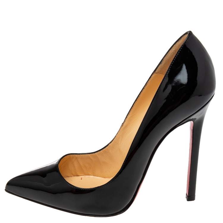 Pre Owned Christian Louboutin Black Patent Leather Pigalle Pumps Size 38.5 