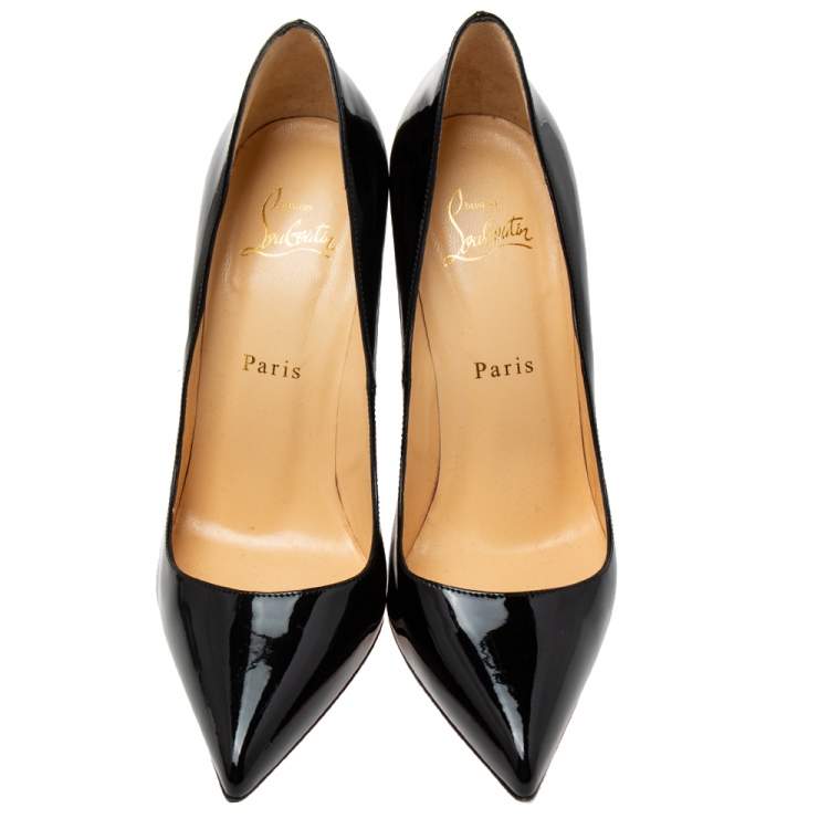Pre Owned Christian Louboutin Black Patent Leather Pigalle Pumps Size 38.5 