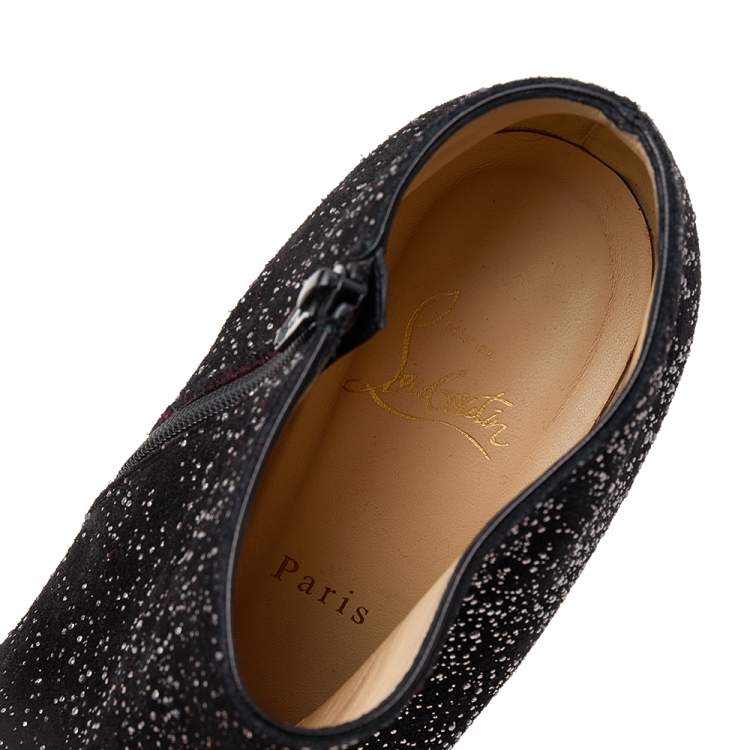 Pre Owned Christian Louboutin Black Suede Belle Crosta Meteor Embellished Ankle Boots Size 40