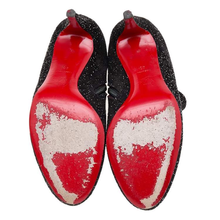 Pre Owned Christian Louboutin Black Suede Belle Crosta Meteor Embellished Ankle Boots Size 40
