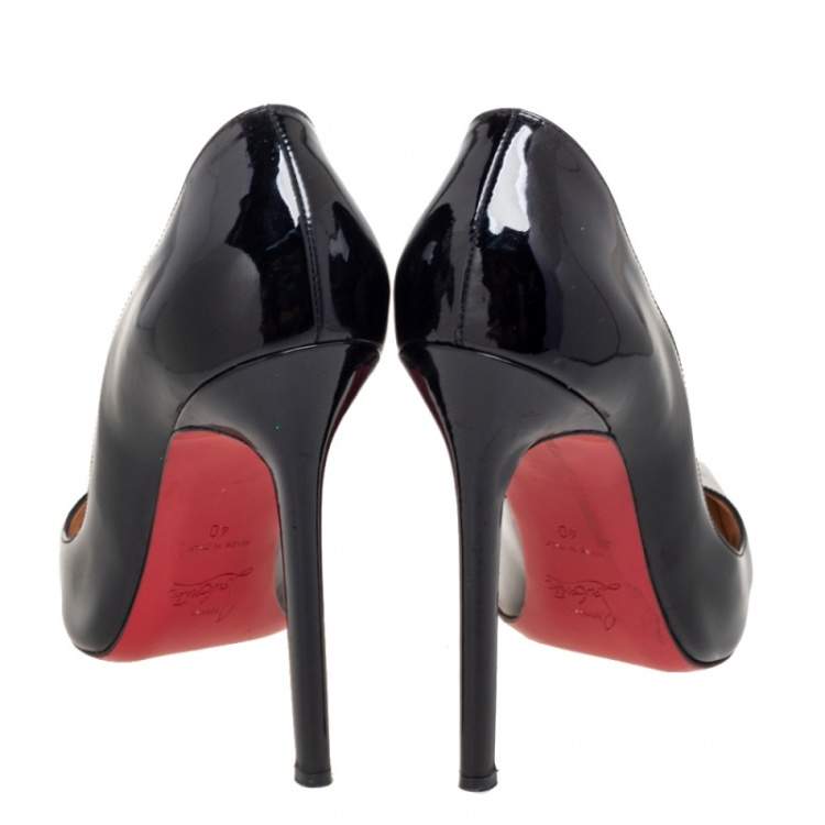 Pre Owned Christian Louboutin Black Patent Leather Pigalle Pumps Size 40