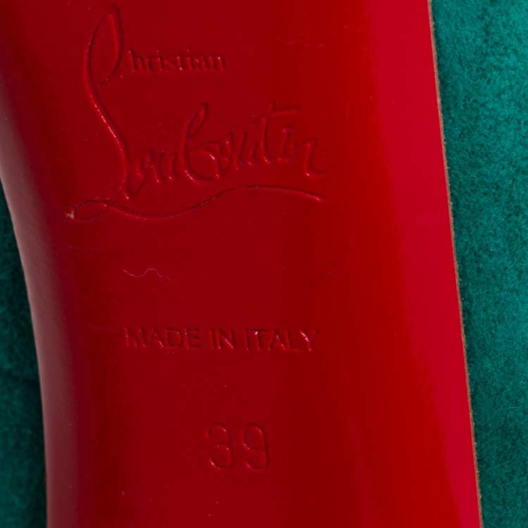Pre Owned Christian Louboutin Green Suede Very Prive Pumps Size 39