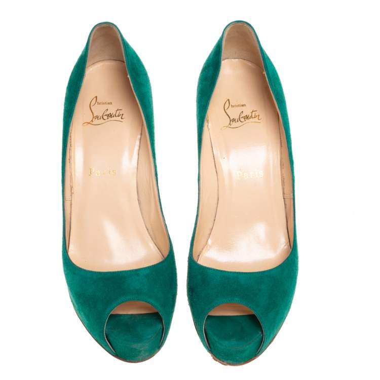 Pre Owned Christian Louboutin Green Suede Very Prive Pumps Size 39