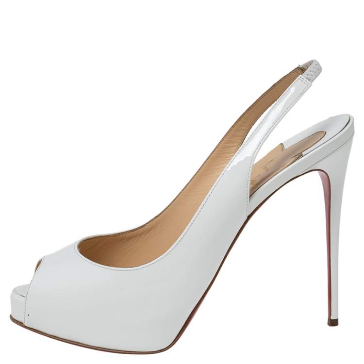 Pre Owned Christian Louboutin White Patent Leather Very Prive Sandals Size 37.5