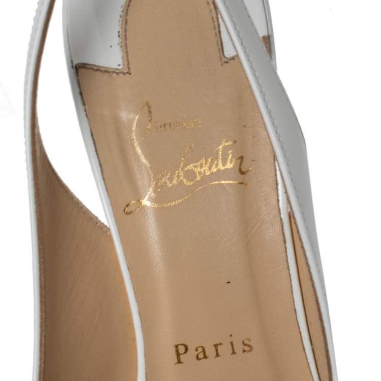 Pre Owned Christian Louboutin White Patent Leather Very Prive Sandals Size 37.5