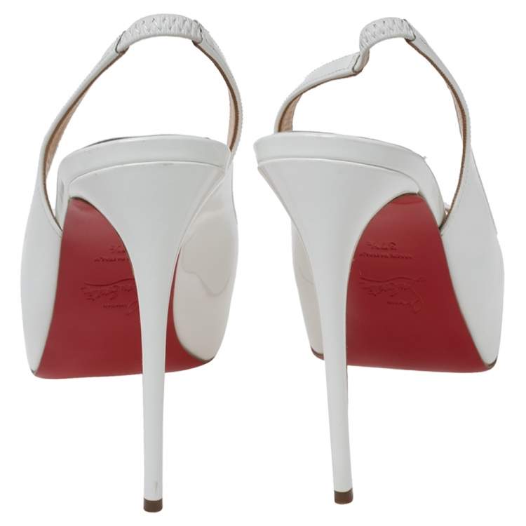 Pre Owned Christian Louboutin White Patent Leather Very Prive Sandals Size 37.5