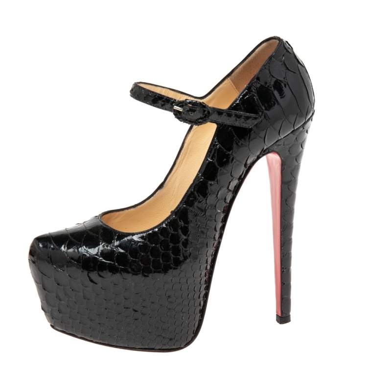 Pre Owned Christian Louboutin Black Python Leather Daffodile Pumps Size 36