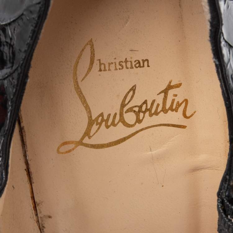 Pre Owned Christian Louboutin Black Python Leather Daffodile Pumps Size 36