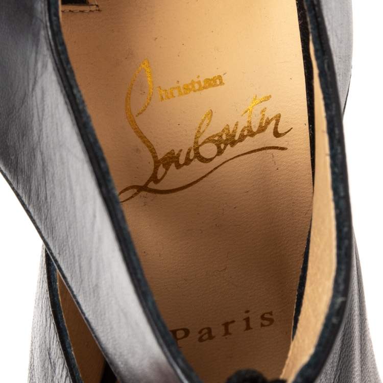 Pre Owned Christian Louboutin Black Leather Corsita Booties Size 36