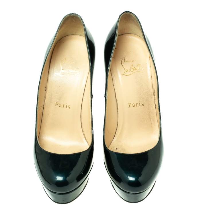 Pre Owned Christian Louboutin Dark Teal Patent Leather Bianca Pumps Size 36