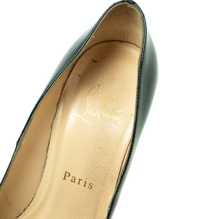 Pre Owned Christian Louboutin Dark Teal Patent Leather Bianca Pumps Size 36