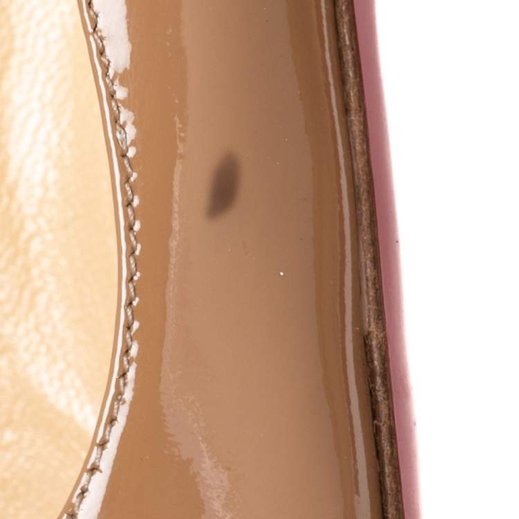 Pre Owned Christian Louboutin Beige Patent Leather Pigalle Pumps Size 36