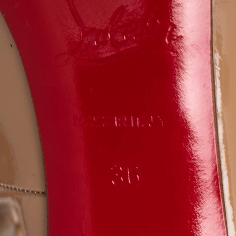 Pre Owned Christian Louboutin Beige Patent Leather Pigalle Pumps Size 36