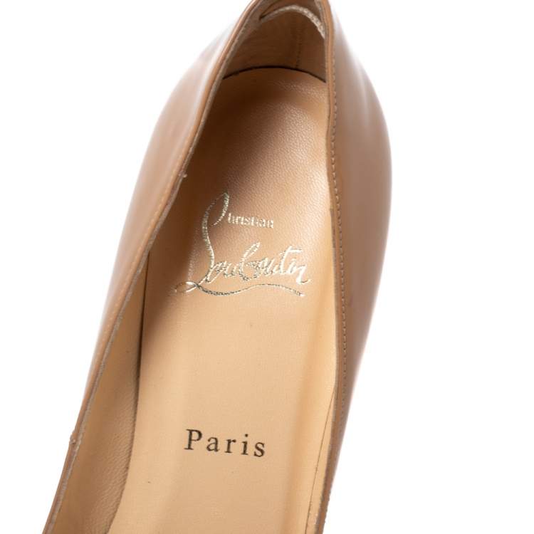 Pre Owned Christian Louboutin Beige Patent Leather Pigalle Pumps Size 36