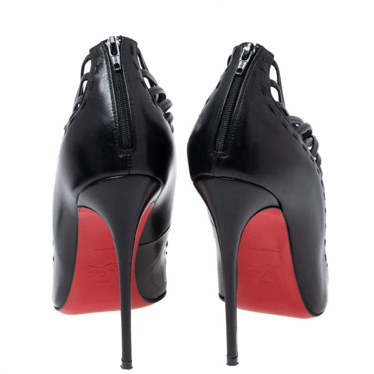 مملوكة مسبقًا Christian Louboutin Black Leather Gortik Ankle Booties Size 36